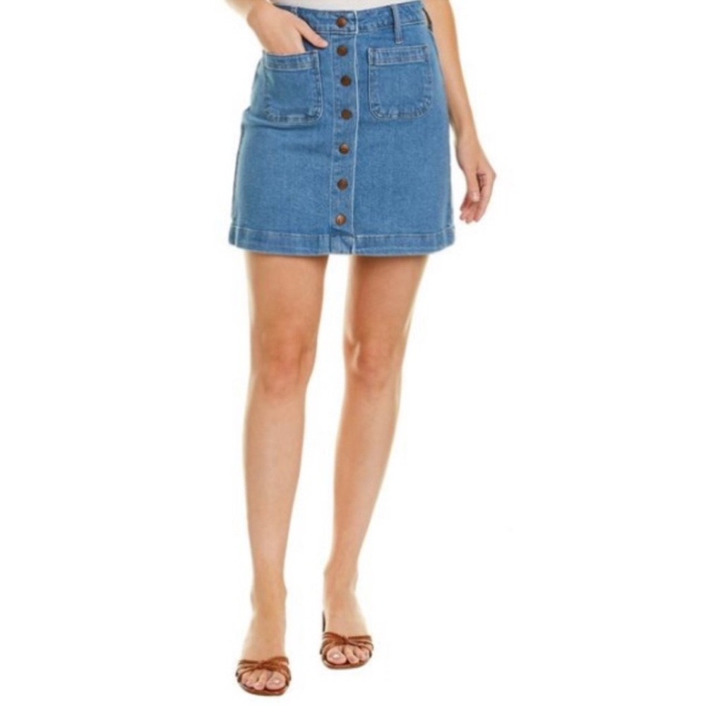 MadeWell Mccaren Denim Botton Front Mini Skirt Size 32